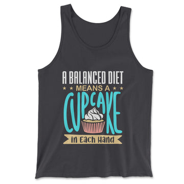 Cupcake - A Balanced Diet Men/Unisex Tank in Dark Grey color